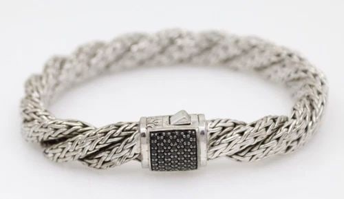 JOHN HARDY STERLING SILVER BLACK SAPPHIRE 10MM CLASSIC TWISTED CHAIN BRACELET (1 of 2)
