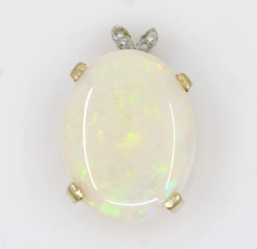 14K YELLOW GOLD OPAL & DIAMOND PENDANT 6.4 GRAMS (1 of 2)