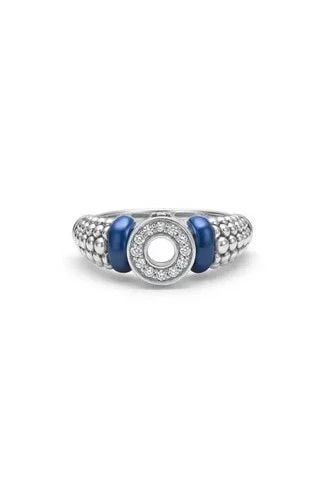 LAGOS STERLING SILVER BLUE CAVIAR ULTRAMARINE CERAMIC DIAMOND CIRCLE RING SIZE 9: LAGOS STERLING SILVER BLUE CAVIAR ULTRAMARINE CERAMIC DIAMOND CIRCLE RING SIZE 9 Description LAGOS Sterling Silver Blue Caviar UltraMarine Ceramic Diamond Circle Ring Item is in good condition. May sh