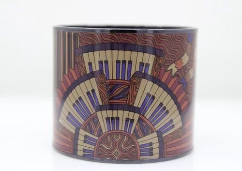 HERMES PURPLE & BLUE MANCHETTE PIANO MEGA WIDE ENAMEL BANGLE BRACELET SZ 7" (1 of 2)