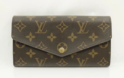 AUTHENTIC LOUIS VUITTON SARAH 7.5" BROWN MONOGRAM LEATHER WALLET W/ BOX & POUCH (1 of 2)