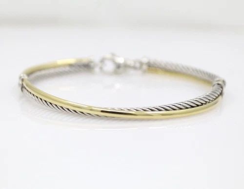 DAVID YURMAN STERLING SILVER & 18K TWO-TONE CROSSOVER CABLE BRACELET (1 of 2)