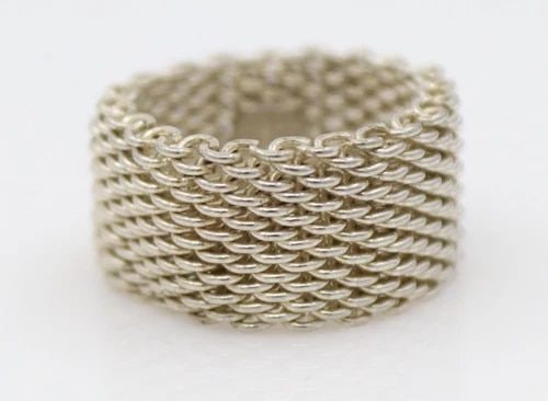 TIFFANY & CO. STERLING SILVER SOMERSET MESH 11MM BAND RING SIZE 7 - 6.1 GRAMS (1 of 2)