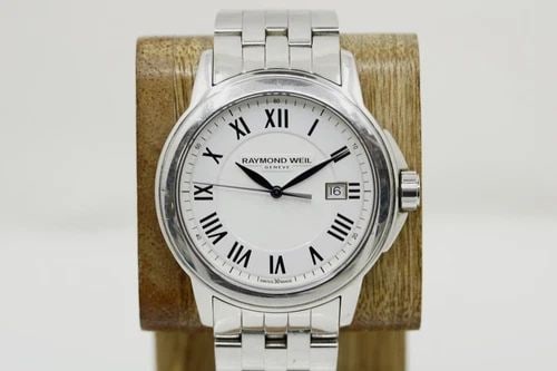 RAYMOND WEIL GENEVE STAINLESS STEEL 42MM WHITE DIAL SAPPHIRE CRYSTAL WATCH 5578 (1 of 2)