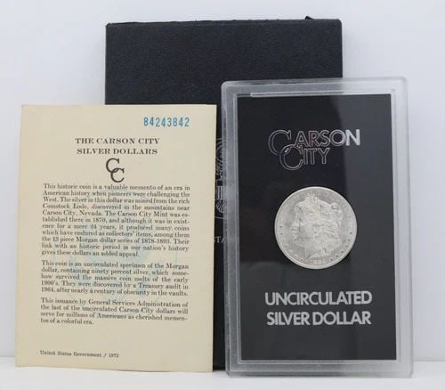 1884-CC CARSON CITY MORGAN SILVER DOLLAR UNCIRCULATED, GSA HOLDER BOX & COA (1 of 2)