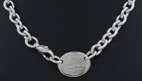 TIFFANY & CO. STERLING SILVER PLEASE RETURN TO OVAL TAG CHOKER NECKLACE 16" (1 of 2)