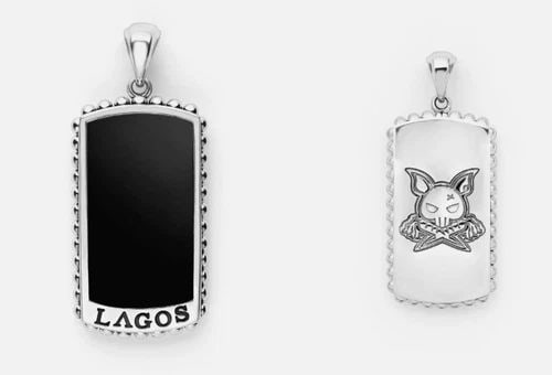 LAGOS STERLING SILVER ANTHEM BLACK AGATE & KRUNCH DOG TAG AMULET PENDANT (1 of 2)