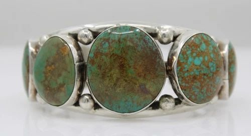 E. ETSITTY NAVAJO STERLING SILVER TURQUOISE WIDE CUFF BRACELET 6.5" - 79.8 GRAMS (1 of 2)