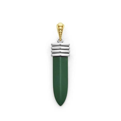 LAGOS STERLING SILVER & 18K GOLD MATTE HUNTER GREEN CERAMIC BLADE AMULET PENDANT (1 of 2)