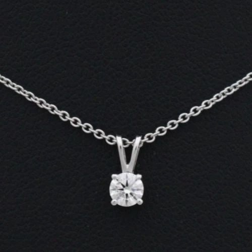 14K WHITE GOLD 0.25 CT LAB GROWN DIAMOND PENDANT & NECKLACE 18" ~ 2.1 GR (1 of 2)