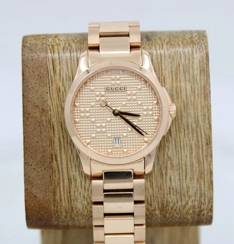 GUCCI G TIMELESS 27MM ROSE GOLD DATE DIAL ROSE GOLD COLORED WATCH YA126567: GUCCI G TIMELESS 27MM ROSE GOLD DATE DIAL ROSE GOLD COLORED WATCH YA126567 GUCCI G TIMELESS 27MM ROSE GOLD DATE DIAL ROSE GOLD COLORED WATCH YA126567 Description Gucci G Timeless 27mm Rose Gold Date D