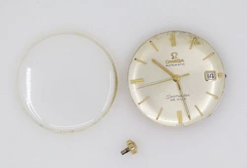 OMEGA SEAMASTER DEVILLE DIAL, MOVEMENT, CRYSTAL & CROWN WATCH PARTS KL6068 (1 of 2)