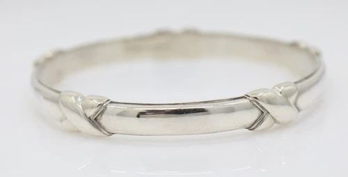 TIFFANY & CO. STERLING SILVER 7MM WIDE 5 STATION "X" BANGLE BRACELET (1 of 2)