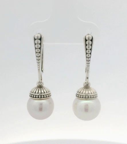LAGOS STERLING SILVER LUNA PEARL DROP EARRINGS (1 of 2)