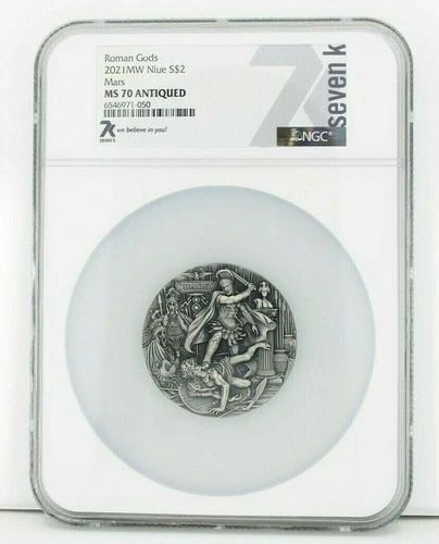 2021 NIUE MV $2 2 OZ SILVER ROMAN GODS: MARS HIGH RELIEF ANTIQUED NGC MS 70 (1 of 2)