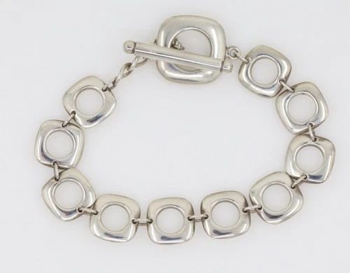 TIFFANY & CO. STERLING SILVER SQUARE CUSHION LINK TOGGLE BRACELET (1 of 2)