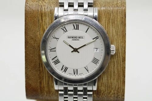 RAYMOND WEIL GENEVE TOCCATA 5593 34MM WHITE ROMAN NUMERAL DIAL STEEL MEN'S WATCH (1 of 2)