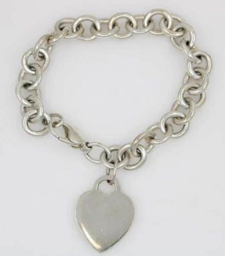 TIFFANY & CO. STERLING SILVER RETURN TO TIFFANY HEART TAG CHARM BRACELET 7" (1 of 2)