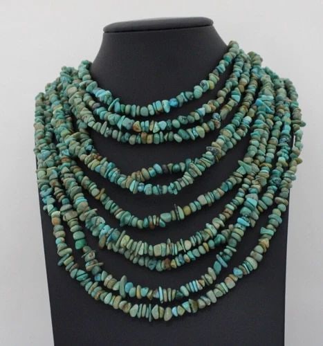 JAY KING STERLING 10-STRAND TURQUOISE 6.5MM NUGGETS 21" -25" NECKLACE (1 of 2)