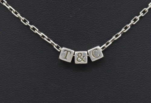 TIFFANY & CO. STERLING SILVER T & CO CUBE PENDANT CHARMS NECKLACE 18" (1 of 2)