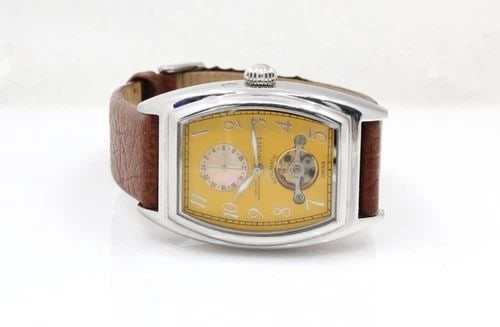 NICOLET UNISEX AUTOMATIC OBLONG 24HR INDICATOR 32 X 45MM YELLOW DIAL WATCH (1 of 2)