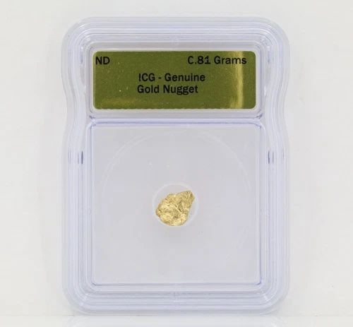 ICG GRADED CERTIFIED GENUINE NATURAL GOLD NUGGET 0.81 GRAMS SLABBED (1 of 2)