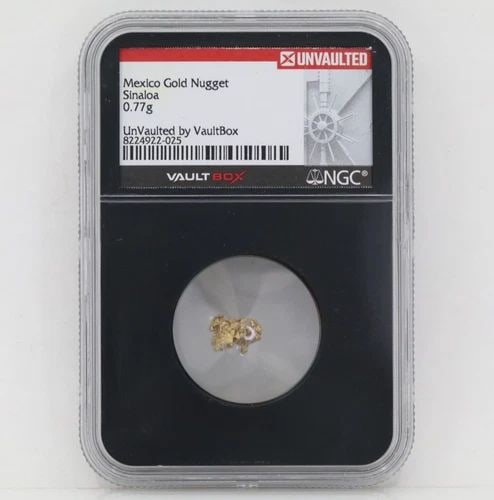 VAULTBOX NGC GRADED CERTIFIED GENUINE MEXICO NATURAL GOLD NUGGET 0.77 GRAMS (1 of 2)