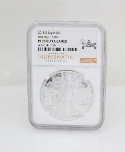 2018 S NGC FIRST DAY ANA PF 70 ULTRA CAMEO PROOF AMERICAN SILVER EAGLE 1 OZ RARE (1 of 2)