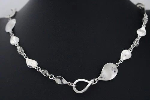 MICHAEL DAWKINS STERLING SILVER PETALS & OVAL LINK TOGGLE NECKLACE 20" (1 of 2)