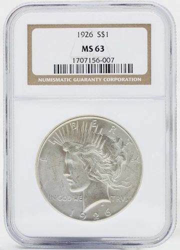 1926 PEACE SILVER DOLLAR MS-63 NGC OLDER HOLDER (1 of 2)