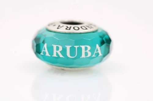 AUTHENTIC ALE PANDORA STERLING SILVER ARUBA TEAL MURANO CHARM 3.6 GRAMS (1 of 2)