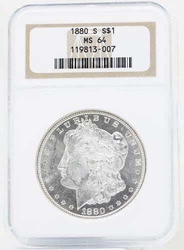 1880 S MORGAN SILVER DOLLAR NGC MS64 MIRROR LIKE OLD NGC HOLDER (1 of 2)