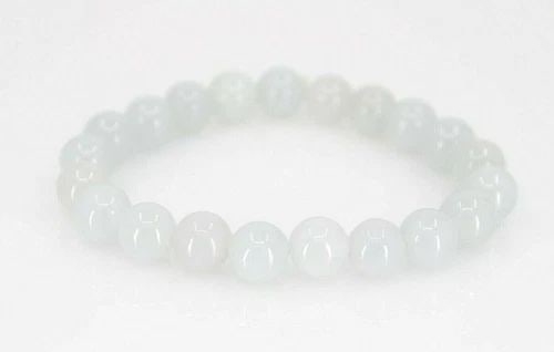 JADE JADEITE ANTIQUE WHITE 9.5MM BEAD BRACELET FITS 7" ~ 30.8 G FREE SHIPPING!!: JADE JADEITE ANTIQUE WHITE 9.5MM BEAD BRACELET FITS 7" ~ 30.8 G