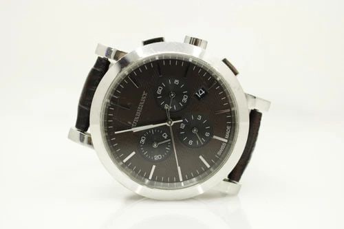 BURBERRY STAINLESS STEEL 40MM CHRONOGRAPH QUARTZ BROWN CALFSKIN WATCH BU1776 (1 of 2)