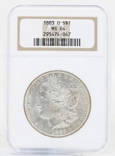 1883 O MORGAN SILVER DOLLAR NGC MS-64 OLD NGC HOLDER (1 of 2)