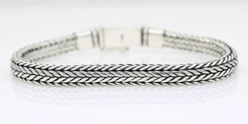 .925 STERLING SILVER 7.25 MM BRAIDED 8 1/2" BRACELET SZ 7 1/2" 39.2 GRAMS (1 of 2)