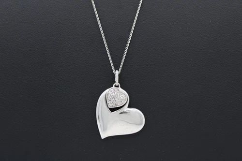 JANE SEYMORE JWBR STERLING SILVER DIAMOND HEART PENDANT W/ 19" NECKLACE 6.1G (1 of 2)