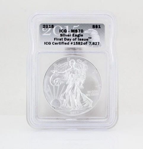 2015 AMERICAN EAGLE DOLLAR MS 70 ICG 1 OZ .999 SILVER $1 COIN FIRST DAY OF ISSUE (1 of 2)