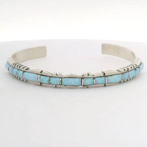 NATIVE AMERICAN ZUNI SHELDON LALIO STERLING SILVER TURQUOISE CUFF BRACELET 6.5" (1 of 2)