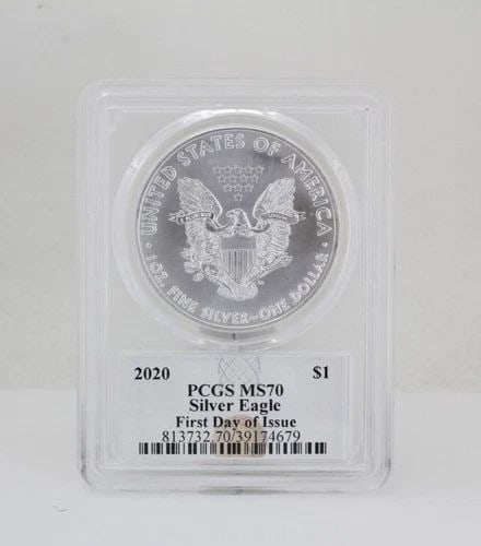 2020 SILVER EAGLE, BASKETBALL HALL OF FAME, PCGS MS 70, FIRST DAY OF ISSUE (1 of 2)