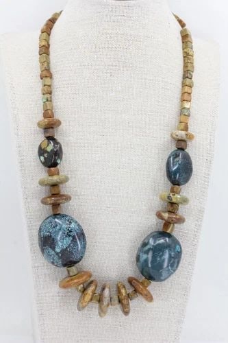 JAY KING DTR STERLING SILVER CHUNKY NATURAL TURQUOISE & GEMSTONE 22" NECKLACE (1 of 2)