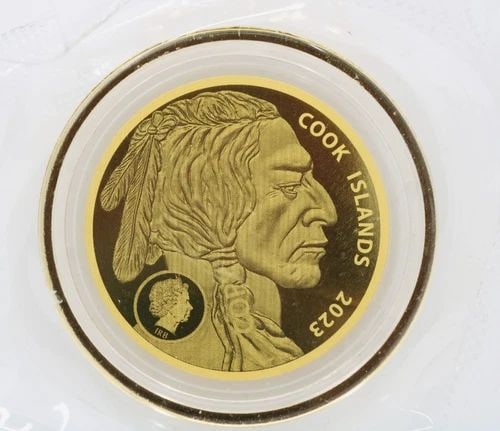 2023 COOK ISLANDS $5 INDIAN HEAD BUFFALO .9999 GOLD COIN W/ COA & POUCH: 2023 COOK ISLANDS $5 INDIAN HEAD BUFFALO .9999 GOLD COIN W/ COA & POUCH Description 2023 Cook Islands $5 Indian Head Buffalo Gold Coin w/ COA & Pouch "Three coins available. One coin per purchase pric