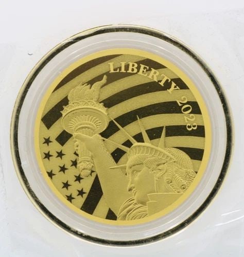 2023 COOK ISLANDS $5 STATUE OF LIBERTY .9999 PURE GOLD COIN W/ POUCH (1 of 2)