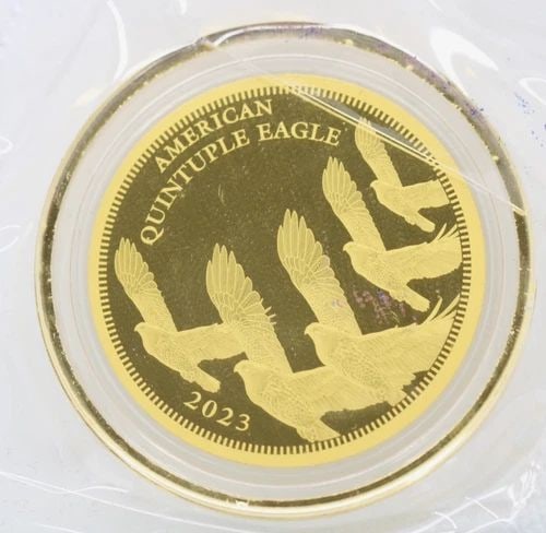 2023 COOK ISLANDS $5 AMERICAN QUINTUPLE EAGLES .9999 PURE GOLD COIN W/ COA/POUCH: 2023 COOK ISLANDS $5 AMERICAN QUINTUPLE EAGLES .9999 PURE GOLD COIN W/ COA/POUCH Description 2023 Cook Islands $5 American Quintuple Eagles .9999 Pure Gold Coin w/ COA/Pouch "Two coins available. One 