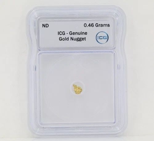 ICG GRADED CERTIFIED GENUINE NATURAL GOLD NUGGET 0.46 GRAMS SLABBED (1 of 2)