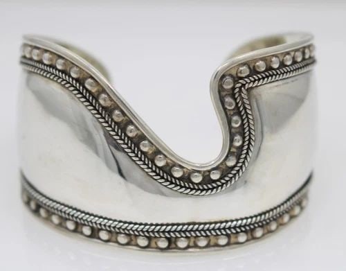 VINTAGE DEII STERLING SILVER MODERNIST WAVE CUFF BRACELET 7" - 30.1 GRAMS (1 of 2)