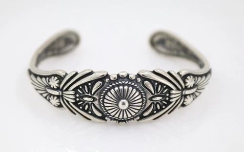 NAVAJO CAROLYN POLLACK STERLING SILVER CONCHA BRACELET CUFF 7" (1 of 2)