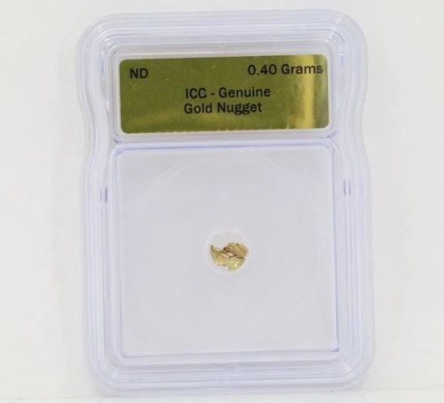 ICG GRADED CERTIFIED GENUINE NATURAL GOLD NUGGET 0.40 GRAMS SLABBED (1 of 2)