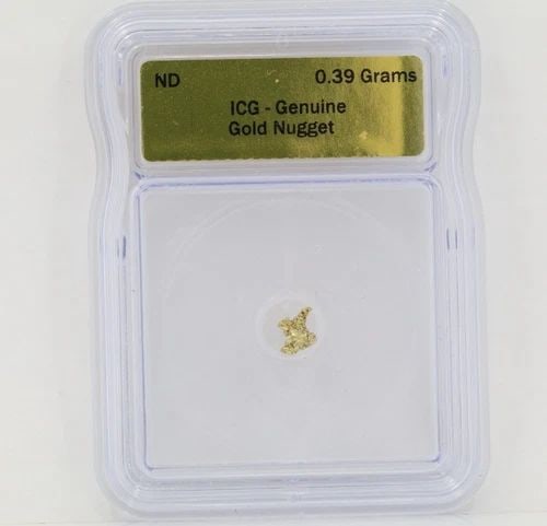 ICG GRADED CERTIFIED GENUINE NATURAL GOLD NUGGET 0.39 GRAMS SLABBED (1 of 2)