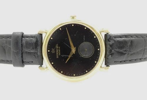 RAYMOND WEIL GENEVE 18K GOLD PLATED 32MM BLACK DIAL WATCH 9823 (1 of 2)